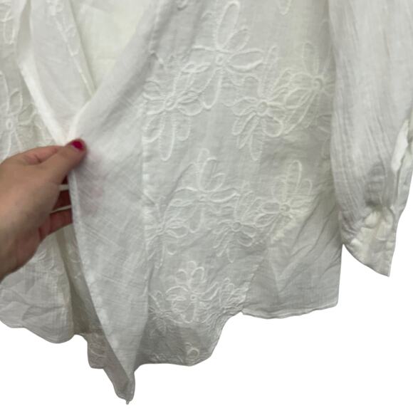 Cottagecore Embroidered Open Front Cardigan‎ Tantrums White Cotton XL - Picture 3 of 6
